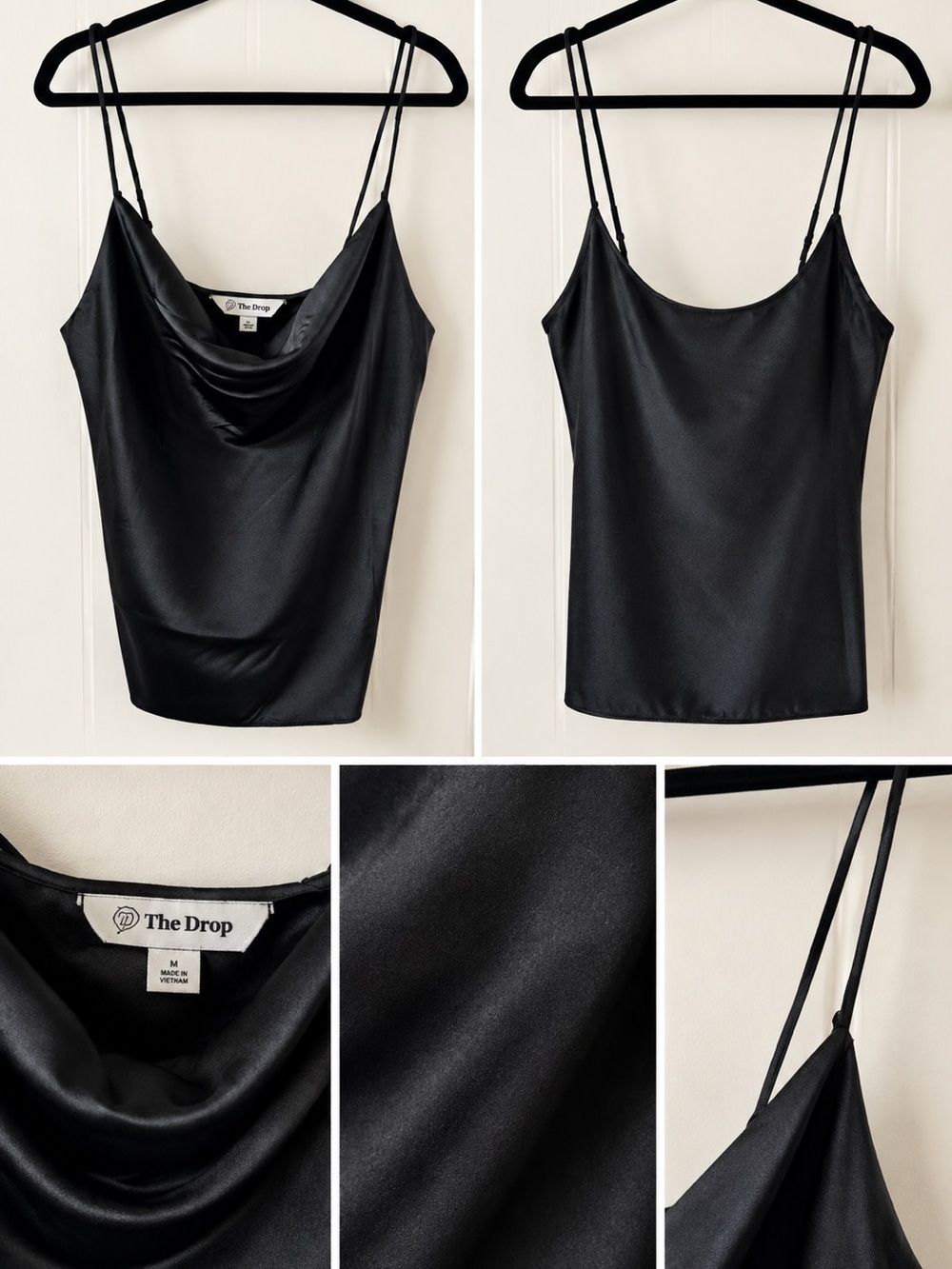 The Drop Womens Christy Cowl-Neck Cami Silky Stretch Top